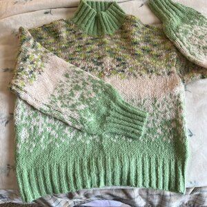 Aerie Fair Isle Wool Blend Mockneck Sweater Medium